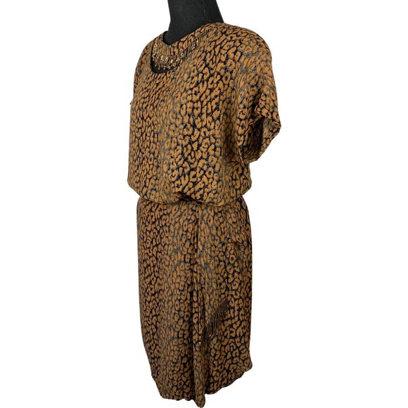 VINTAGE 80s Carole Little Leopard Print Top & Skirt Set - Picture 5 of 14